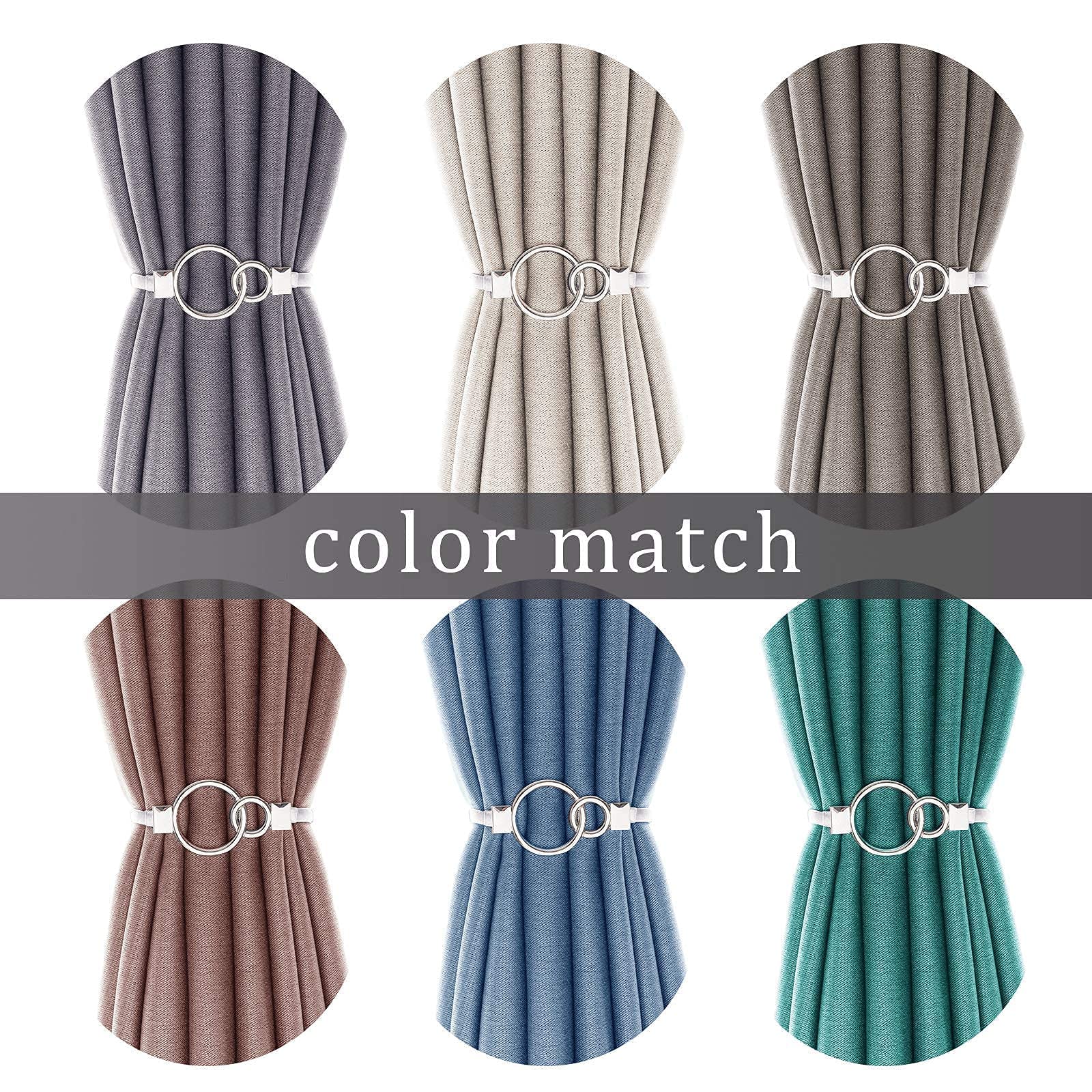 HASTHIP 2 Pcs Curtain Tiebacks Curtain Holdbacks Adjustable Decorative Alloy Curtain Straps Curtain Clip Buckle for Home Office Kitchen (Sliver) HASTHIP 2 Pcs Curtain Tiebacks Curtain Holdbacks Adjustable Decorative Alloy Curtain Straps Curtain Clip Buckle for Home Office Kitchen (Sliver)